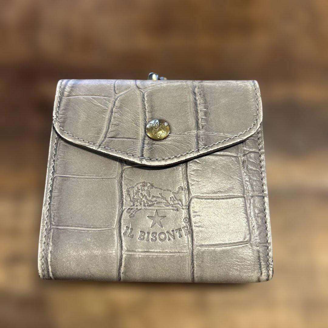 IL BISONTE グレー 二つ折り財布 型押し メンズ レディース - メルカリ