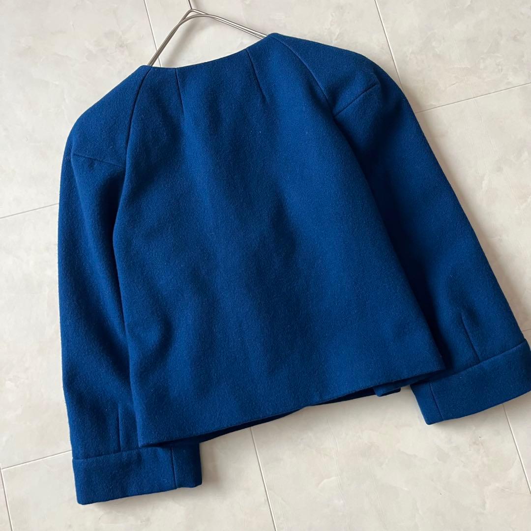 美品✨ドリスヴァンノッテン ノーカラージャケットロイヤルブルー
