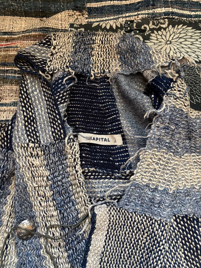 kapital 羽織 朝 刺子 コンチョボタン 1