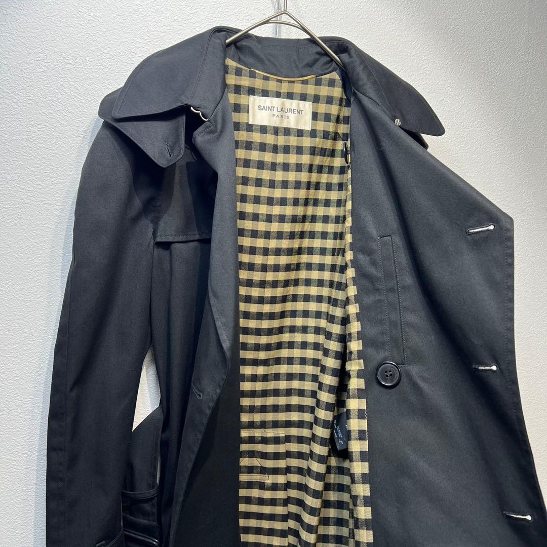 希少 美品 サンローランパリ エディ期 ウール チェック シルク