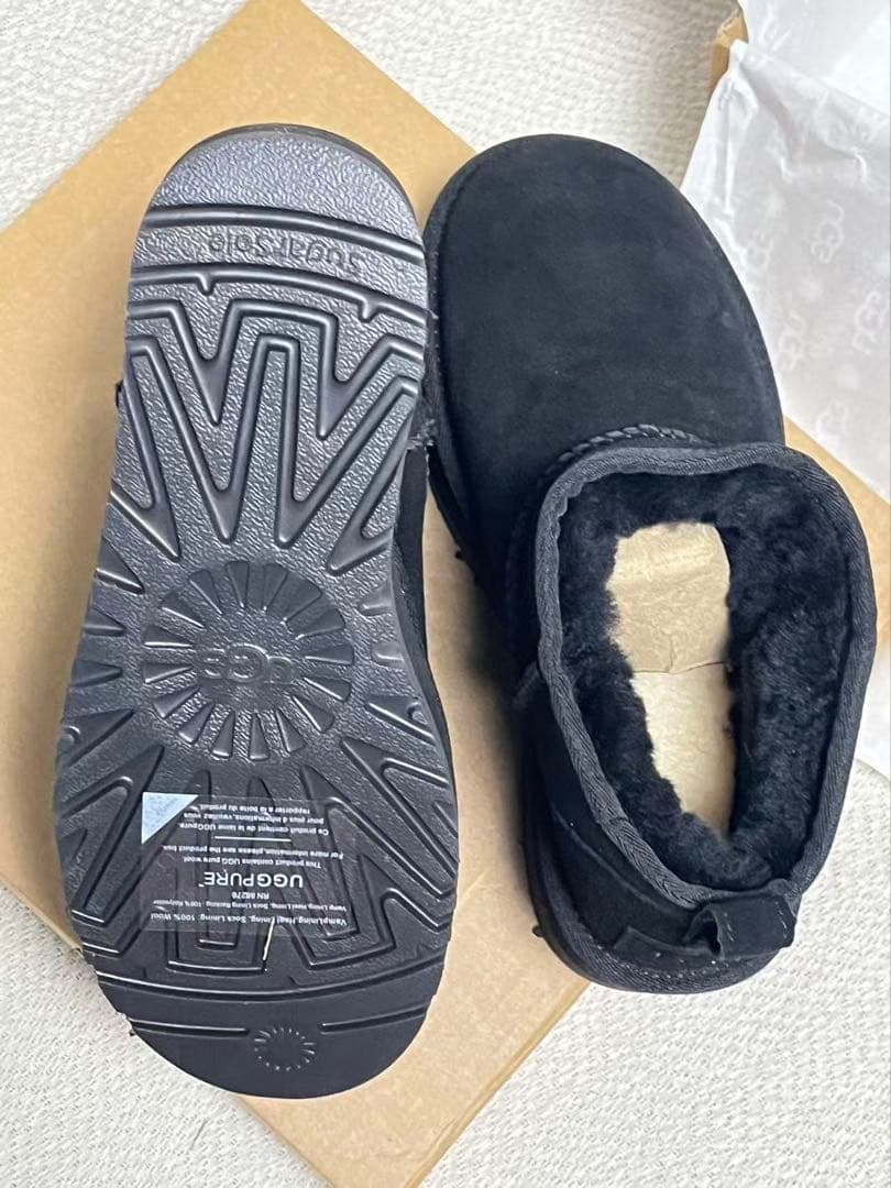 UGG ブラック ムートンブーツ プラットフォーム 厚底 23.5cm