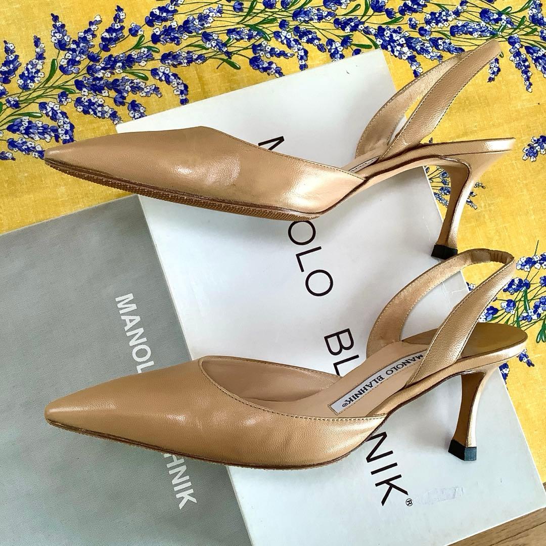 マノロブラニク 定番 キャロリン スリングバック ヌーディーカラー 22.5cm