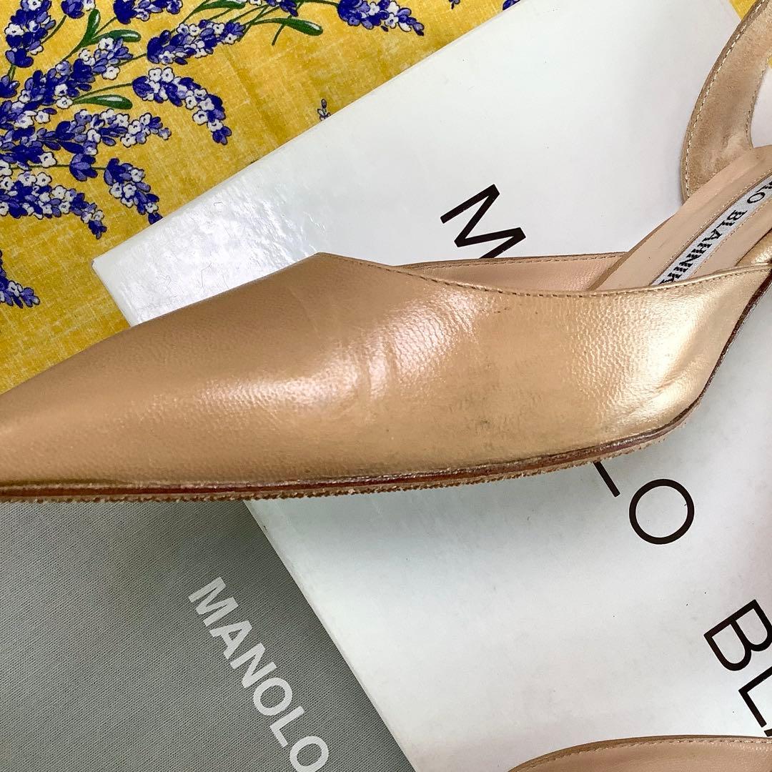 マノロブラニク 定番 キャロリン スリングバック ヌーディーカラー 22.5cm