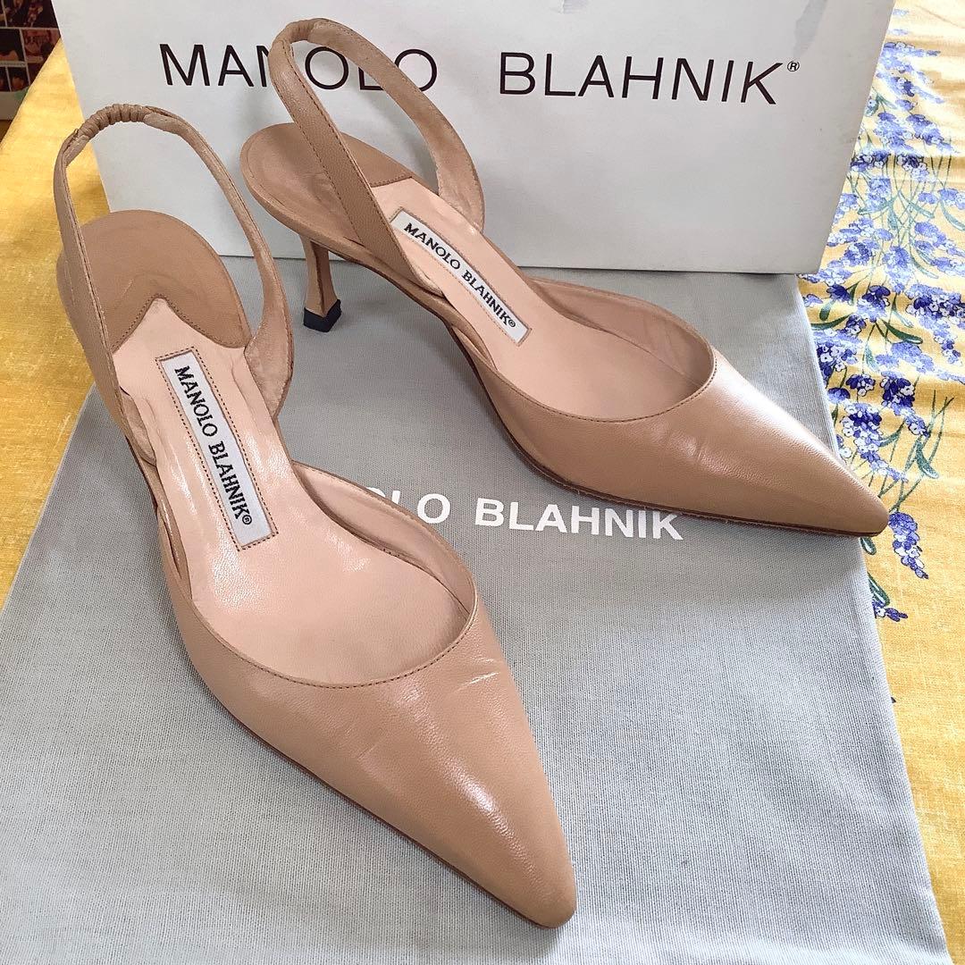 マノロブラニク 定番 キャロリン スリングバック ヌーディーカラー 22.5cm