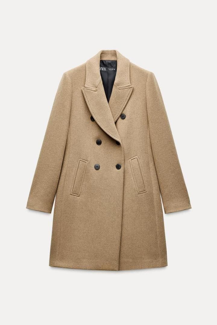 ZARA ウールブレンド ダブルブレスト コート S - メルカリ
