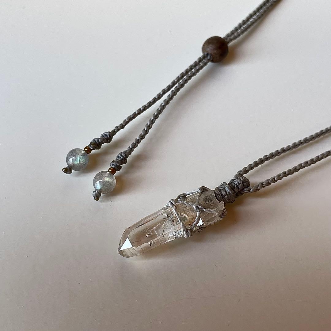 ヒマラヤ水晶 ガネッシュヒマール ＊ マクラメペンダント ネックレス