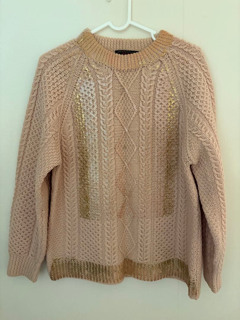 YUKI FUJISAWA箔プリント ケーブルニットセーター ピンク YUKI FUJISAWA » 2014aw