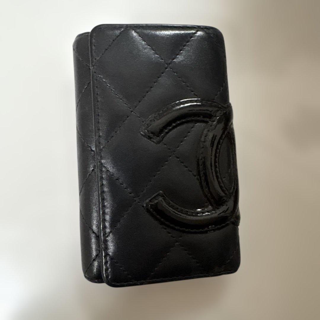 CHANEL ブラック キーケース カンボンライン ピンク - メルカリ