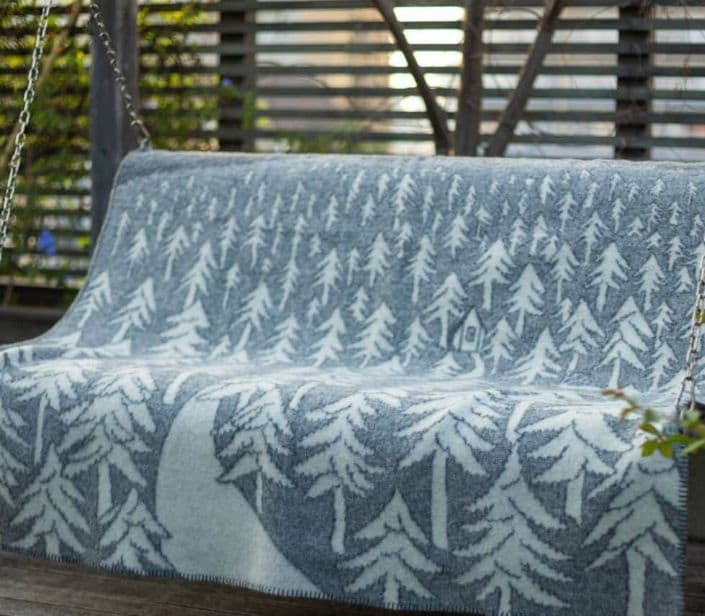 KLIPPAN✕mina perhonen 　ウールブランケット　グレー PERHONEN ウールブランケット ハーフ（クリッパン×ミナ ペルホネン