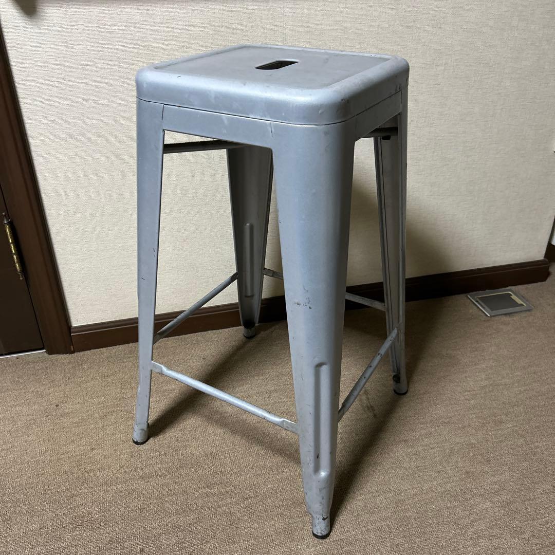2つセットビンテージ　グレー　金属製　スタッキングスツール 山善（YAMAZEN） 2脚組 スタッキングスツール 円形 FASS-3345*2