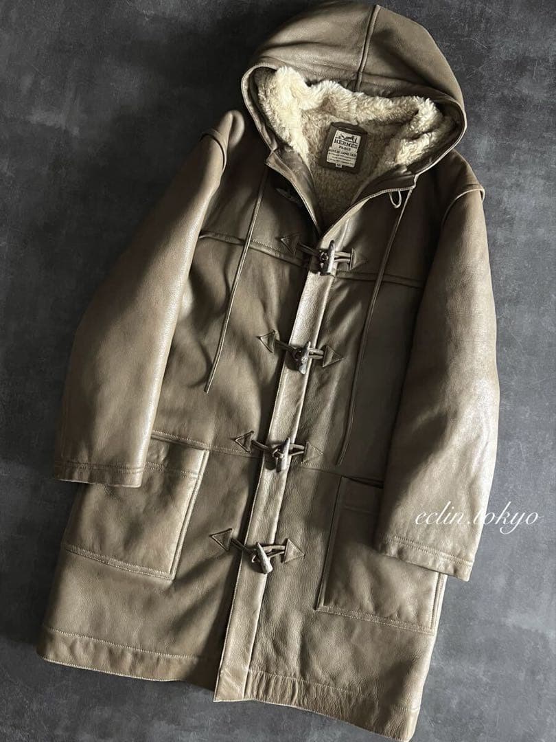 HERMES VINTAGE《最高級ムートンレザー毛皮》ダッフルコートE4547
