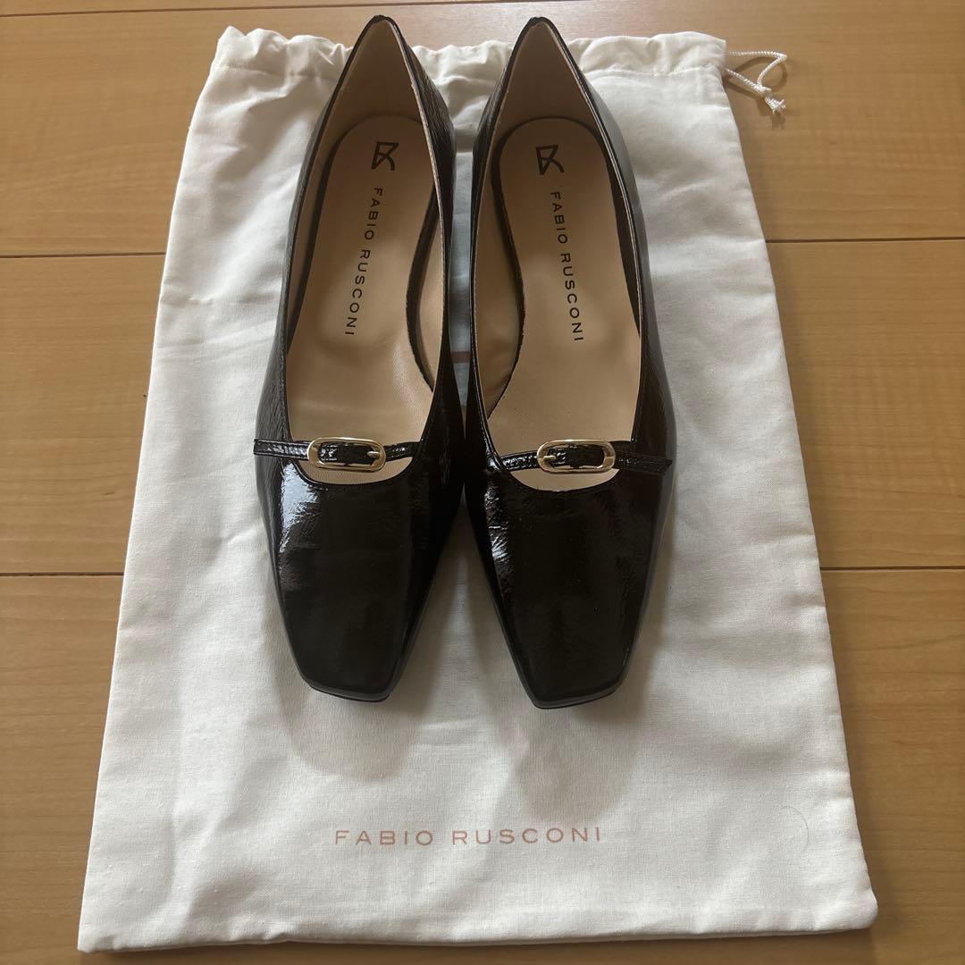 FABIO RUSCONI ブラックパンプス ○ファビオルスコーニ FABIO RUSCONI フラットパンプス （ブラック
