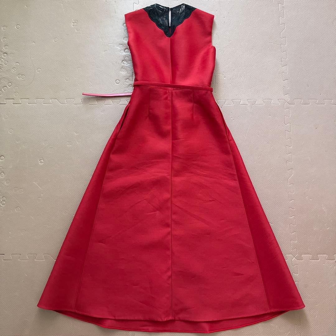 DIORクリスチャンディオール ウールシルクロングワンピース 赤34