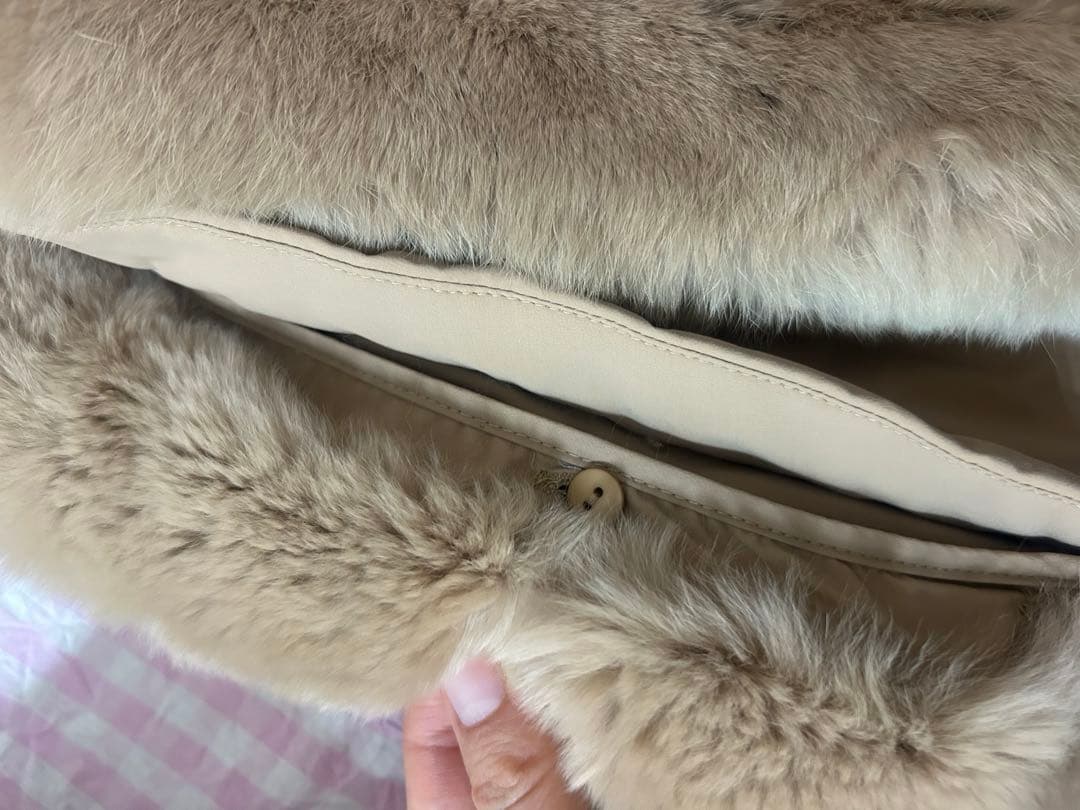 エムズグレイシー ベージュ ダウン ロングコート リボンつき レッキス