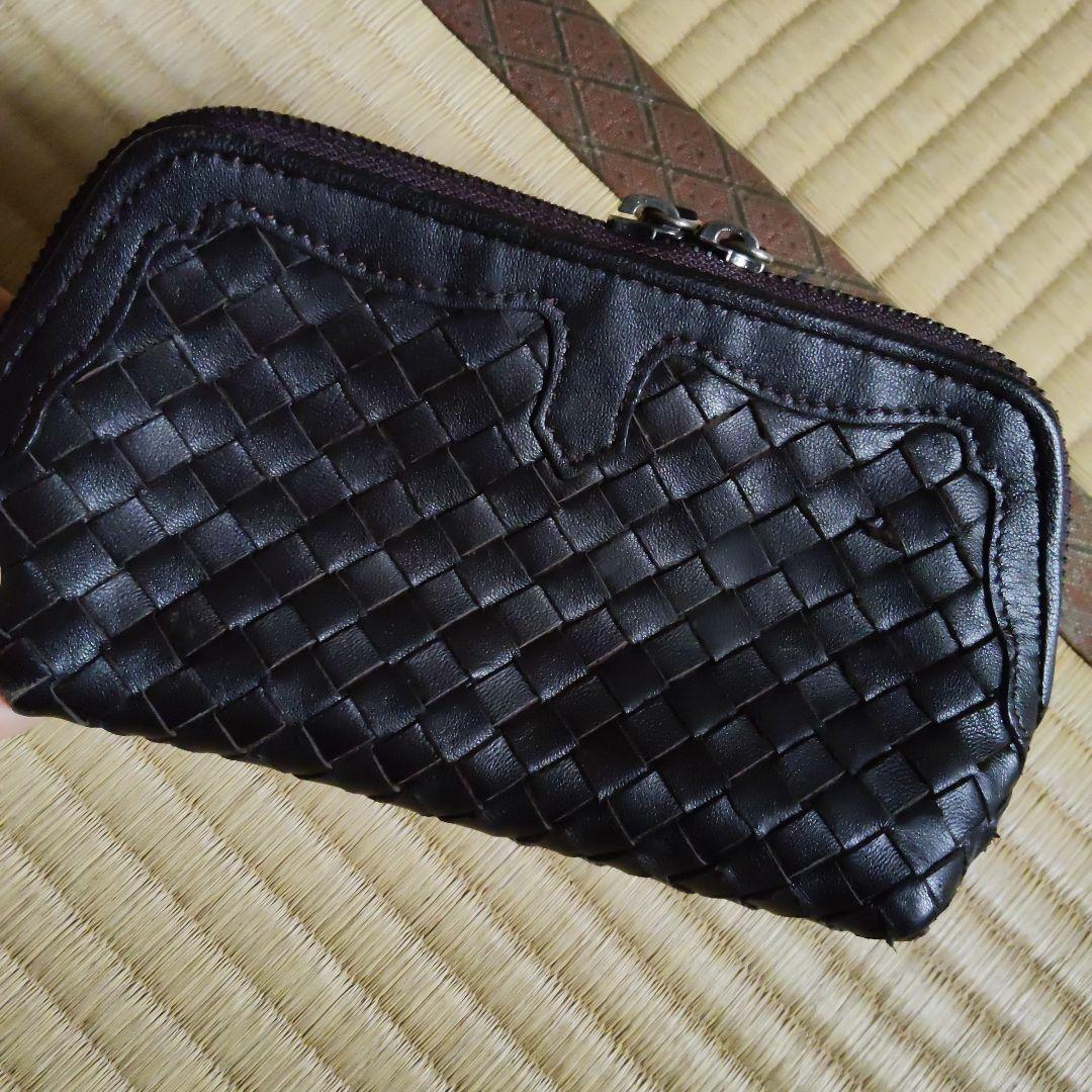 ボッテガヴェネタ マルチ ポーチ イントレチャート レザー 茶 ブラウン