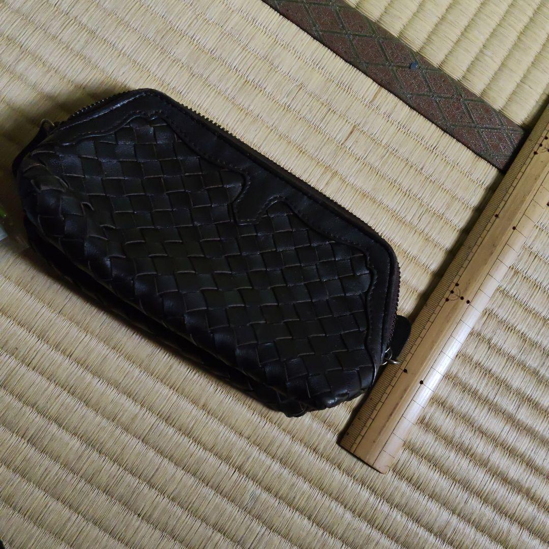 ボッテガヴェネタ マルチ ポーチ イントレチャート レザー 茶 ブラウン