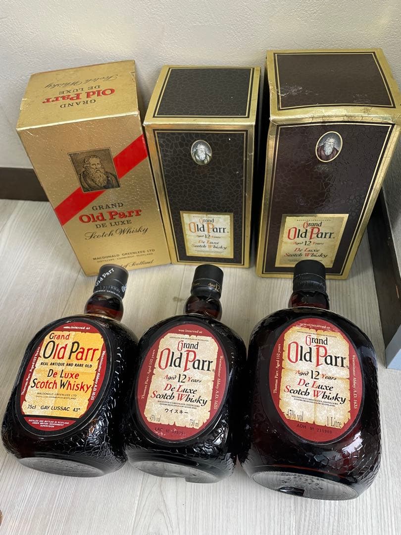 オールドパー古酒Grand Old Parr 12年15年スコッチウイスキー3本