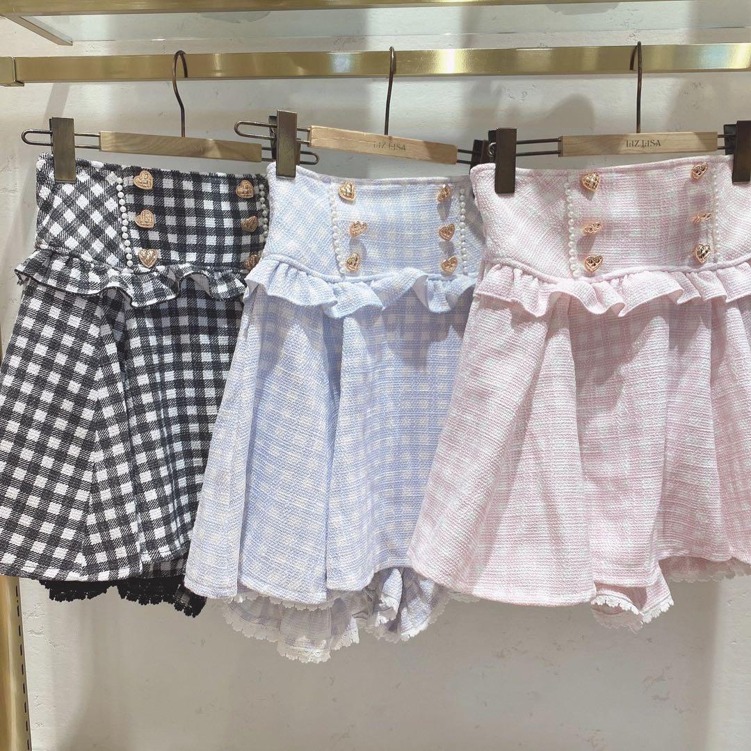 LIZLISA スギンガムツイードサスペンダー付スカパン ピンク - メルカリ