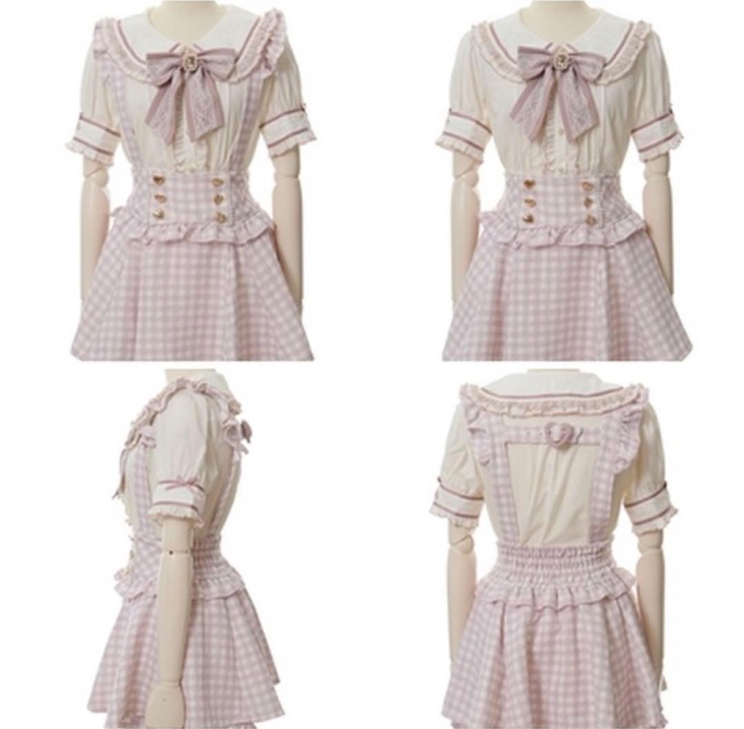 LIZLISA スギンガムツイードサスペンダー付スカパン ピンク - メルカリ