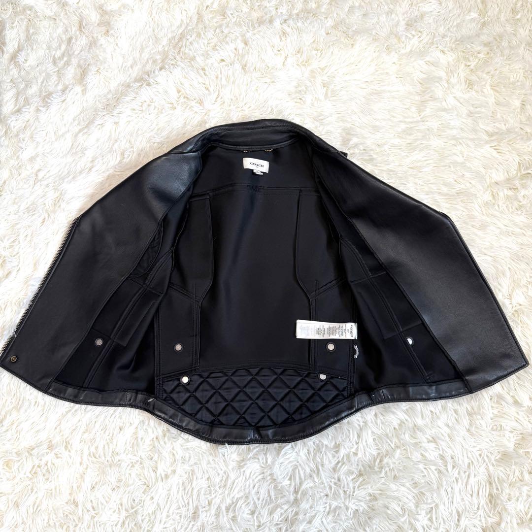 コーチ COACH カウレザー 中綿ライダースベスト ブラック XSサイズ表記