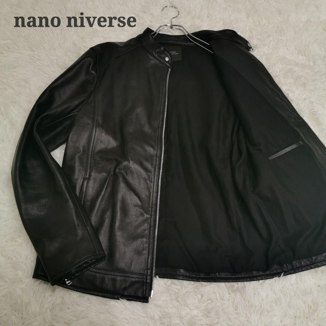 美品 ナノユニバース ラムレザー シングル ライダース ブラック XLサイズ NANO universe（ナノ・ユニバース） 革ジャン ライダース ラムナッパ