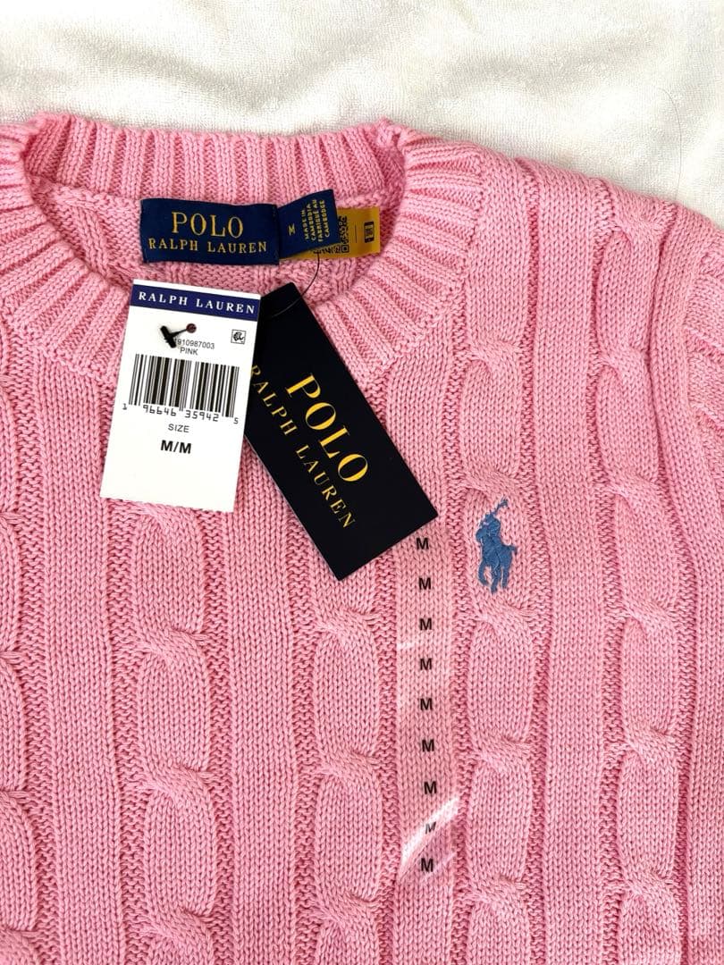正規品 ポロラルフローレン 半袖 ケーブルニット ピンク Mサイズ