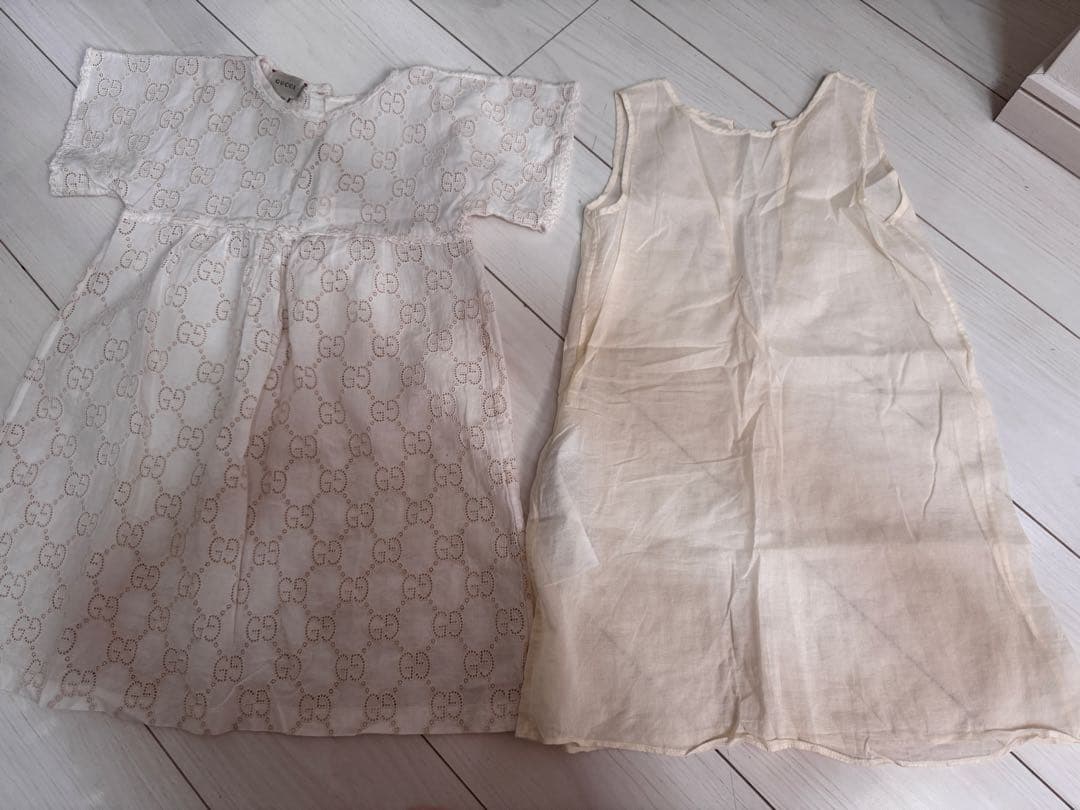 GUCCIグッチ キッズ 半袖ワンピース クリーム色 GGパターン - メルカリ
