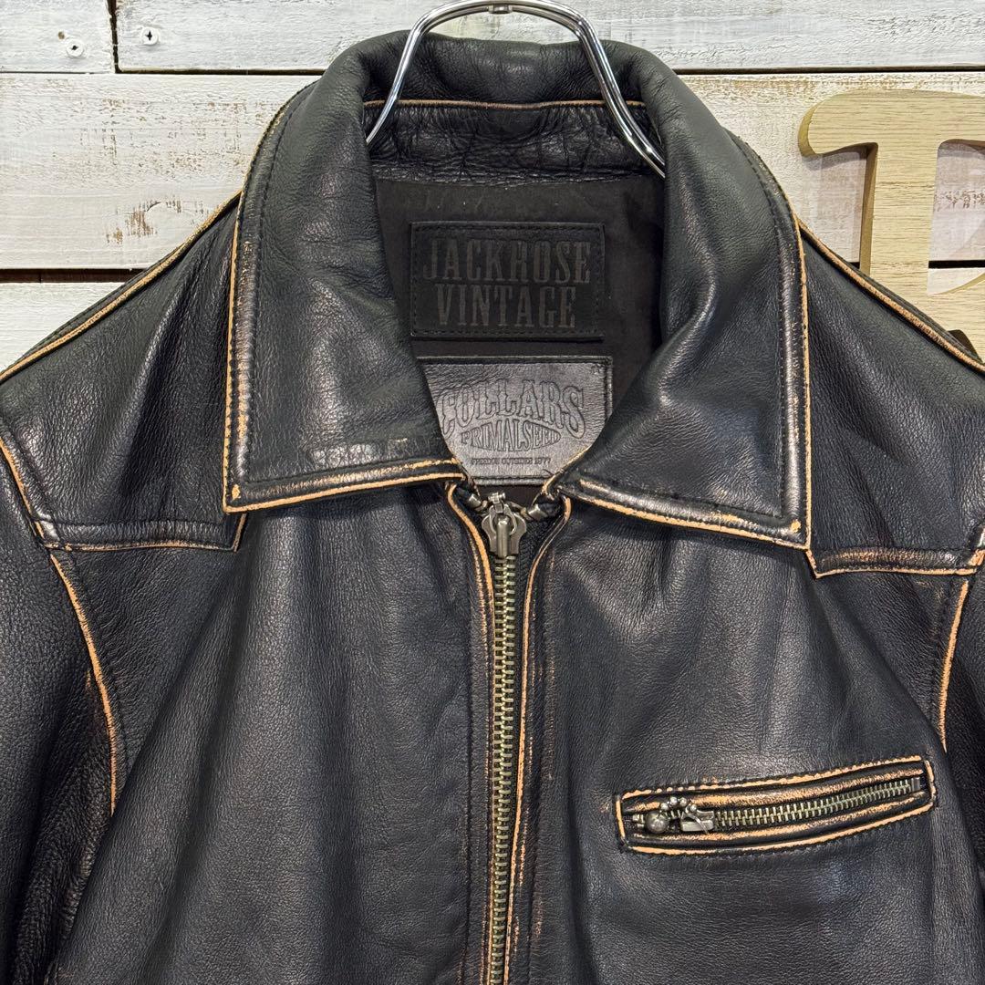 ジャックローズ × カラーズ 武装戦線 ライダースジャケット 牛本革 L