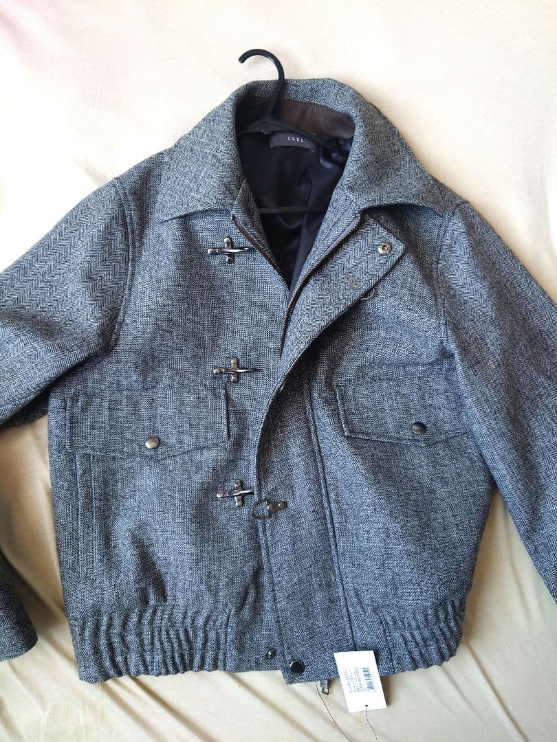 CLEL ウールブレンド ヘリンボーンツイードファイヤーマンブルゾン S