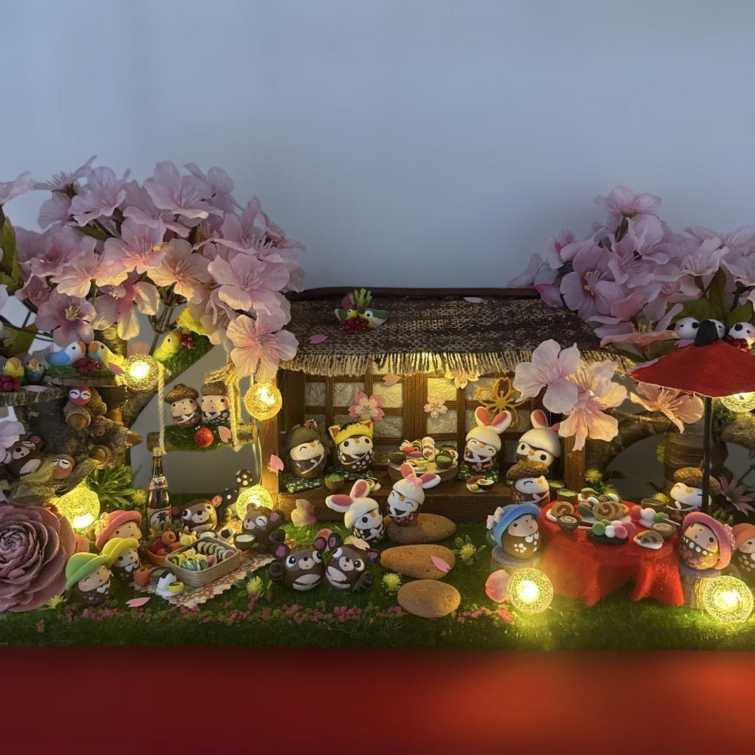どんぐりアート♡春らんまん皆んなで仲良くお花見BIGオブジェ♡ - メルカリ