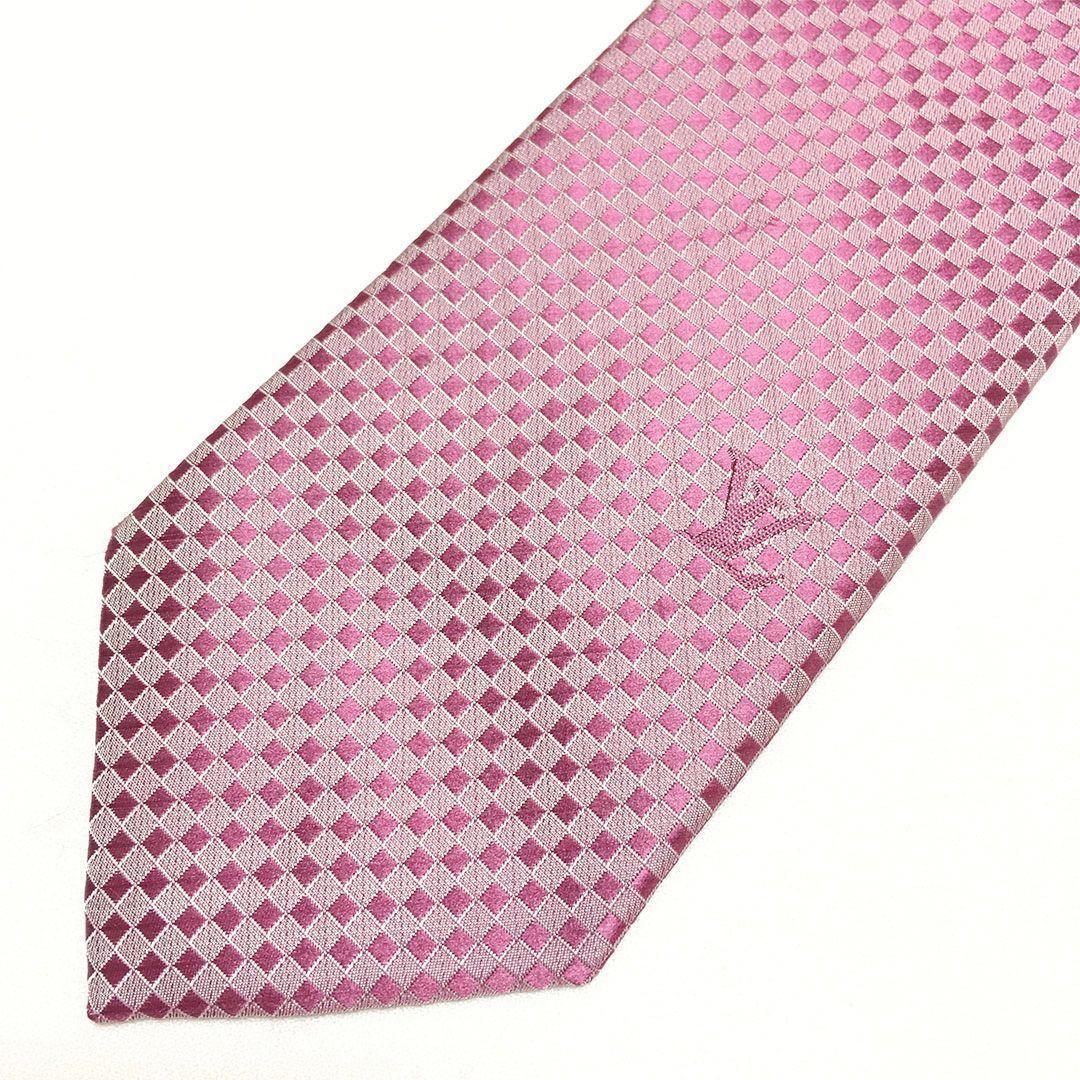 未使用級 ルイヴィトン Louis Vuitton ネクタイ ピンク ダミエ - メルカリ