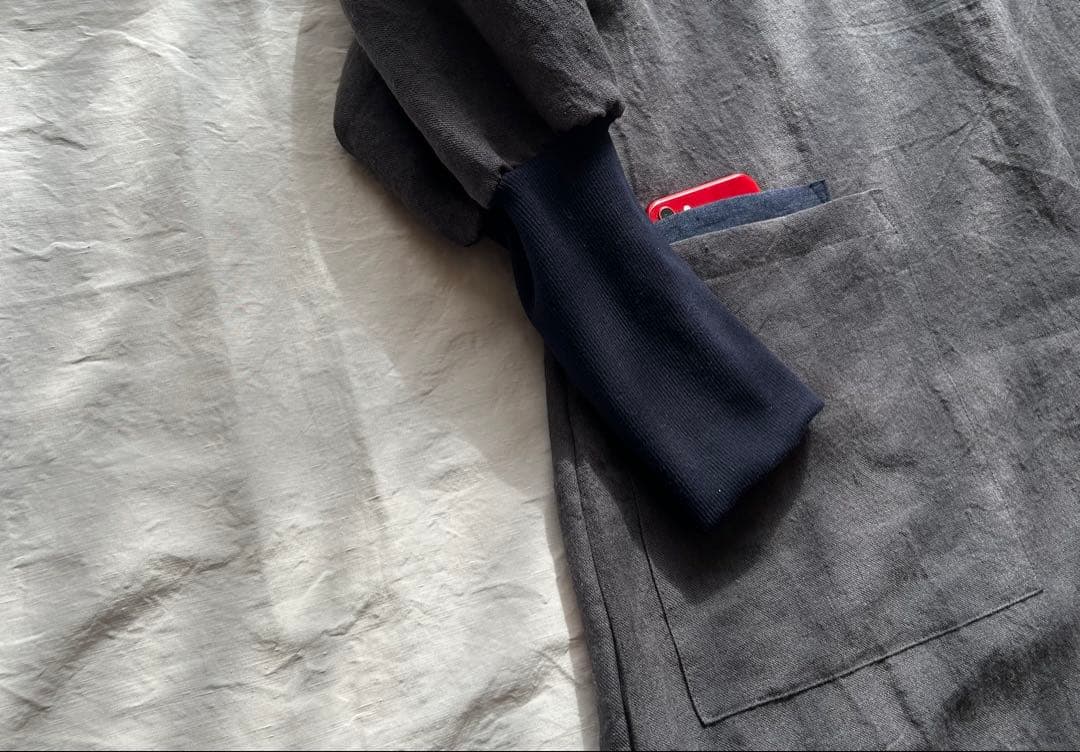 一点・Chibi様専用ページ】ワッシャー加工linenツイル＊かっぽう着ワンピ