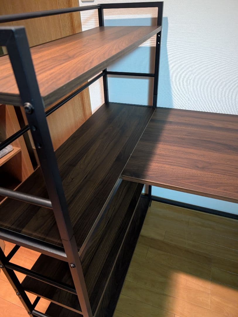 《送料込》LOWYA パソコンデスク 本棚付き システムデスク 事務 勉強机