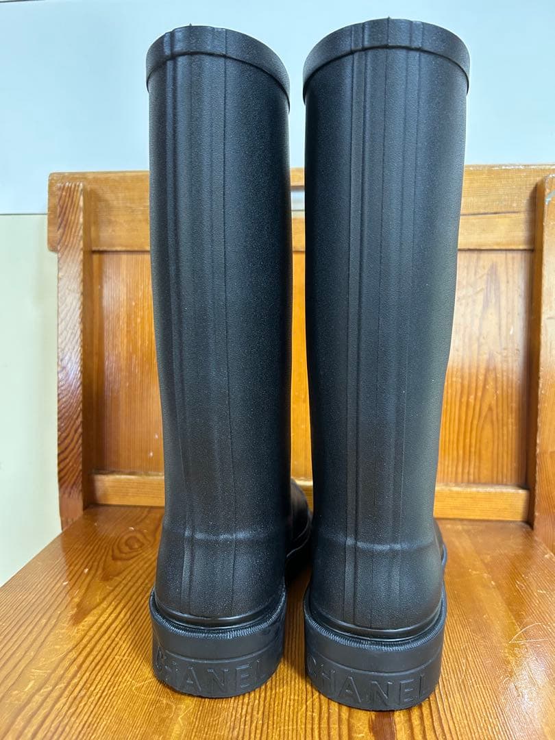 レインブーツ ブラック 白いココマークがアクセント 24cm 表記サイズ37
