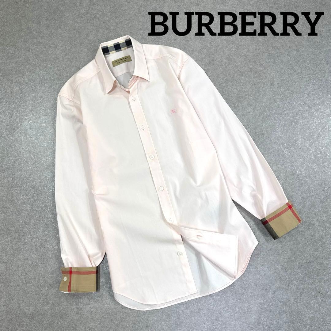 BURBERRY バーバリー 長袖 シャツ ピンク 内ノバチェック 刺繍ロゴ S