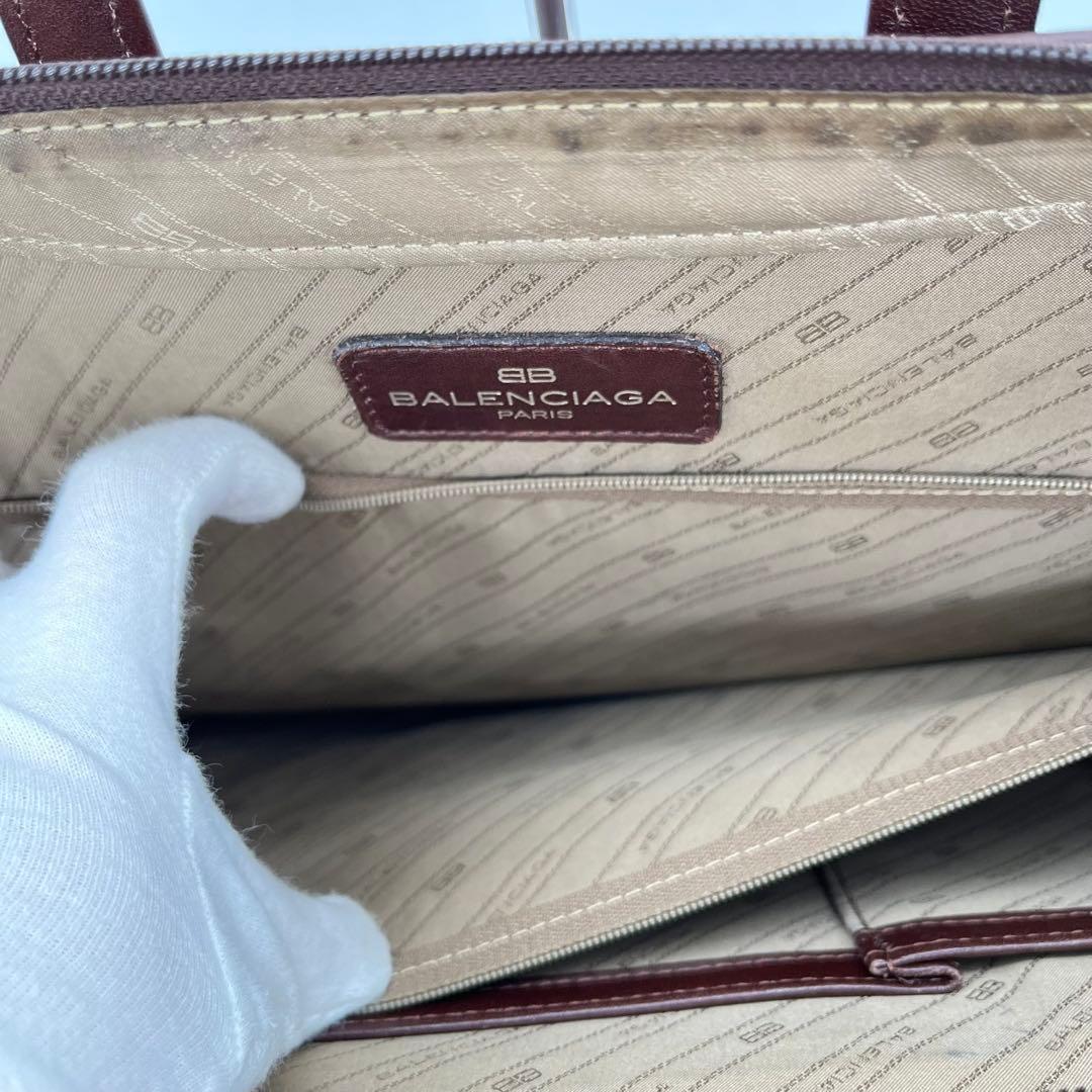 バレンシアガ ハンドバッグ ビジネスバッグ ロゴ型押し レザー 茶色 A4