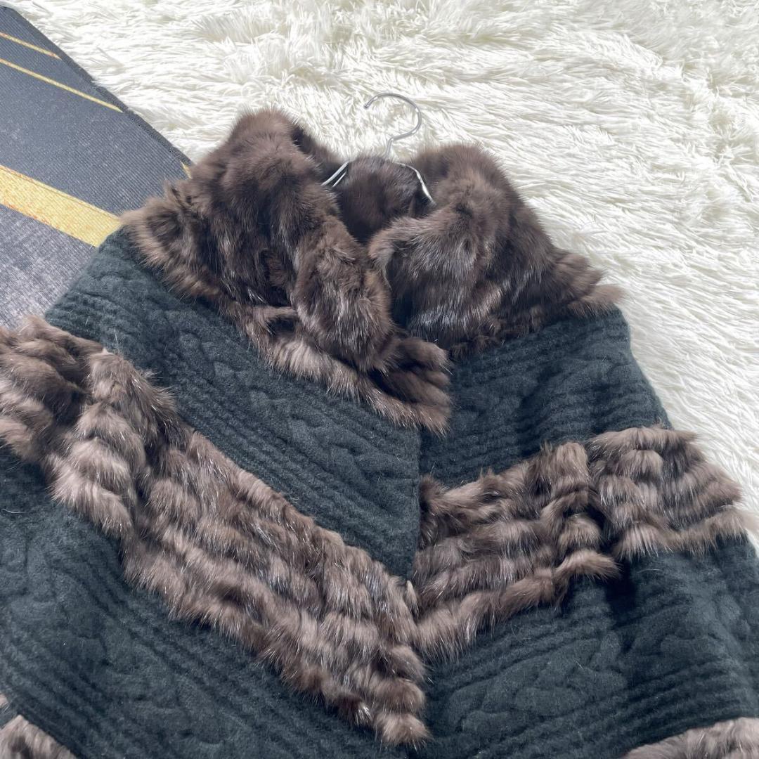 ロシアンセーブル/カシミヤ ポンチョ/ケープ 最高級◎ 本毛皮 ファー