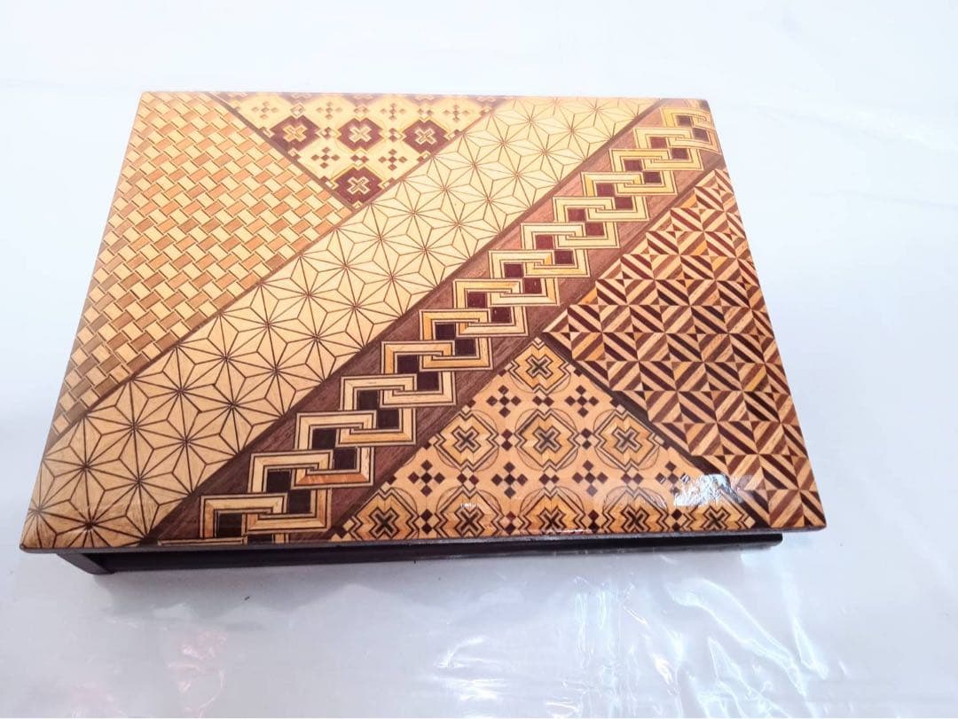 寄木細工 筆 葉書 切手入れ 天然木 文具箱 アンティーク レトロ - メルカリ