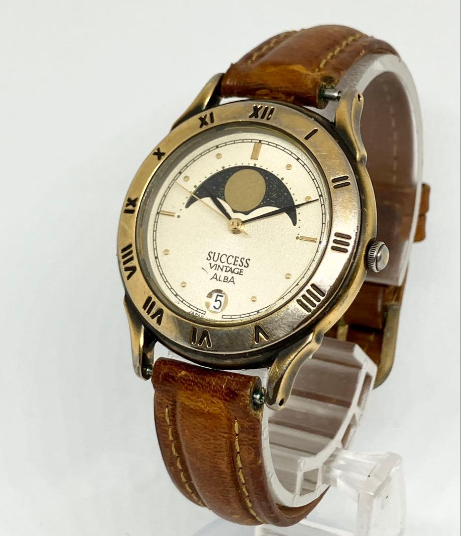 SEIKO ALBA セイコー ムーンフェイズ 腕時計 V338-6A40 - メルカリ