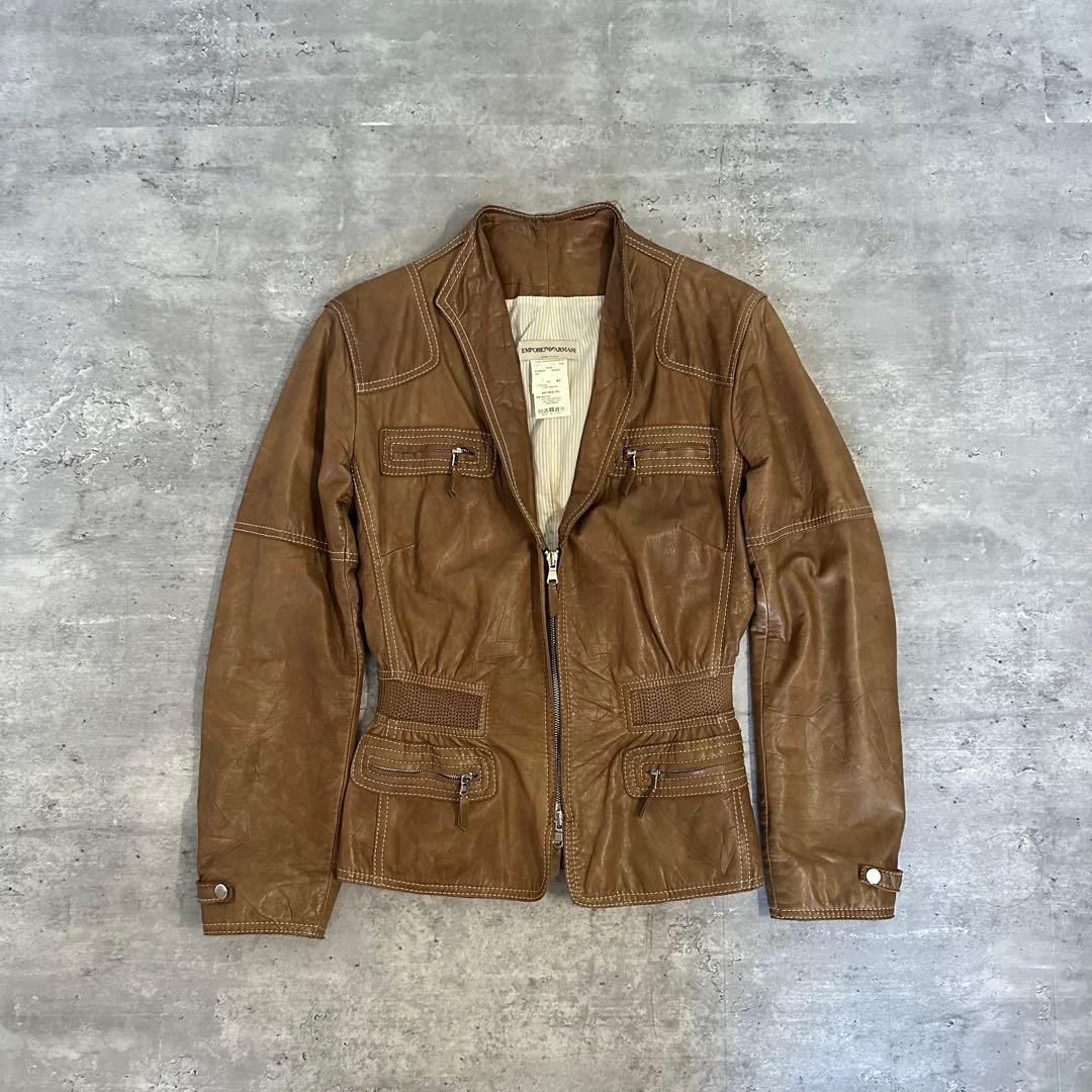 EMPORIO ARMANI archive レザージャケット イタリア製 1990s emporio armani 3DPocket jacket エンポリオアルマーニ