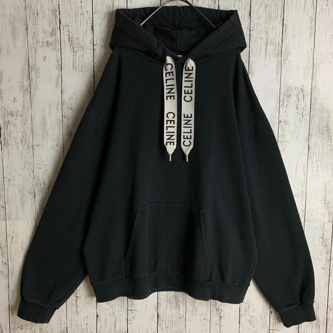 希少XXL・最高級の逸品】セリーヌ☆ドローコードロゴ入りパーカー/2938