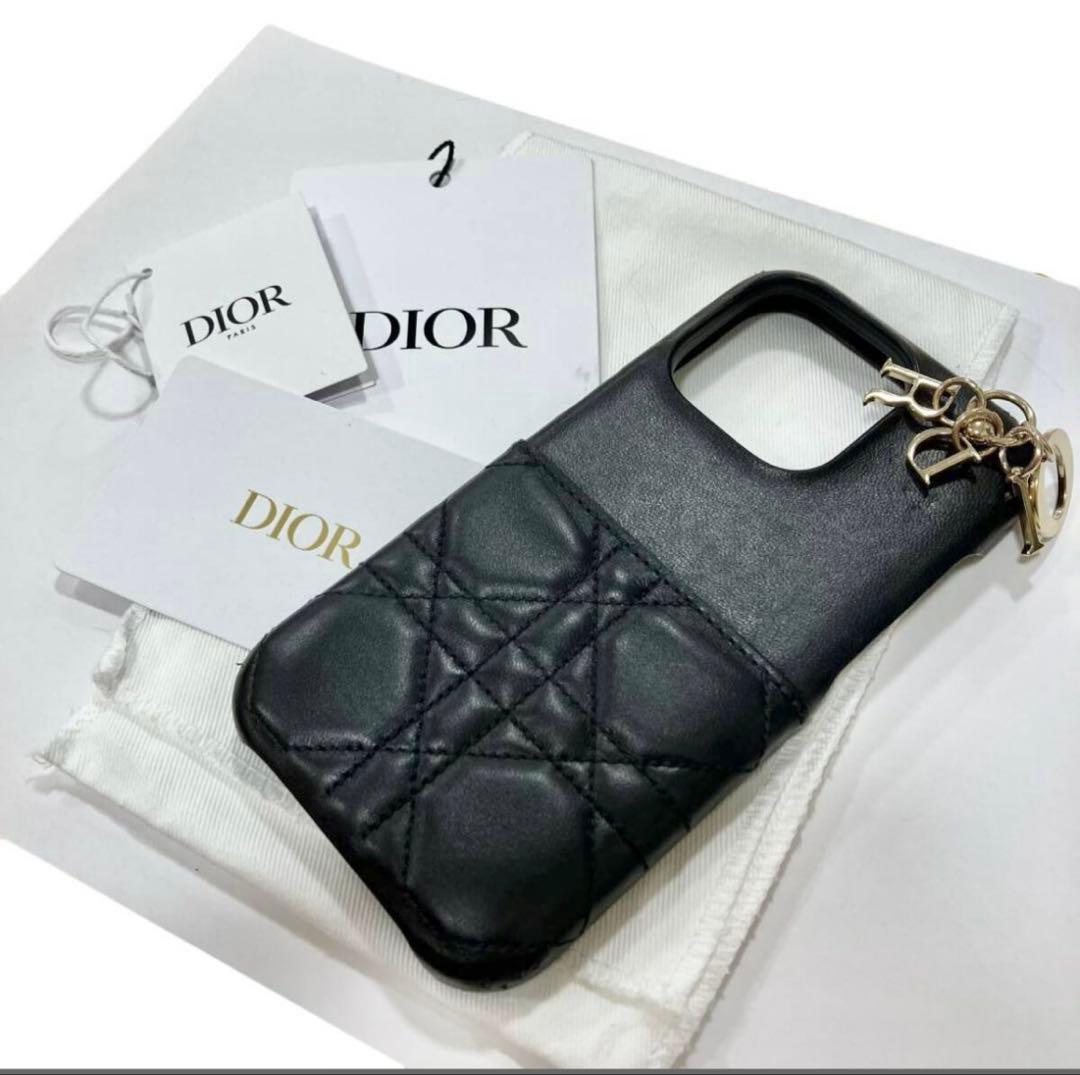 高級✨Dior カナージュ ラムスキン iPhone16pro用ケース ブラック レディ ディオール iphone ケース iphone ケース 人気 女子 ブランド