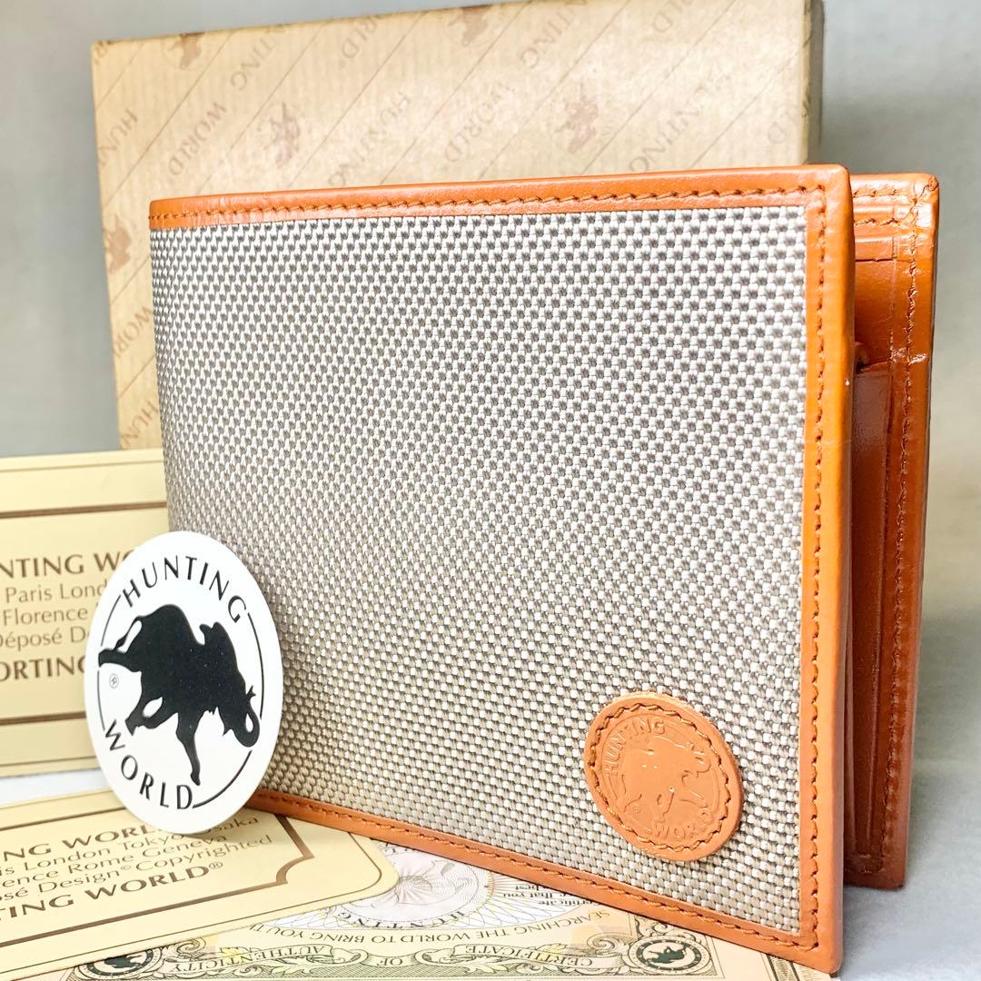 未使用級 ハンティングワールド 折り財布 ゾウロゴ グレー×ブラウン 付属品 1700749452413_5.jpg