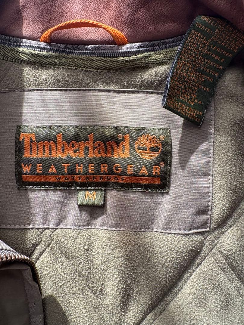 美品 00s Timberland ライナー付 襟レザー ハンティングジャケット