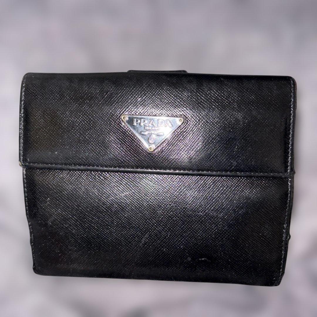 PRADA ブラック レザー 三つ折り財布 PRADA（プラダ） 財布 レディース ブランド 三つ折り財布 レザー