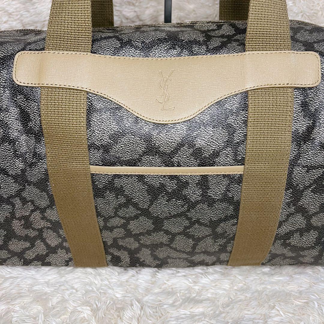 AWAZON-イヴサンローラン ボストンバッグ ジラフ柄 肩掛け 大容量 PVC