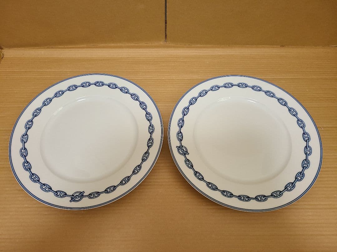 HERMES エルメス ラウンドプレート シェーヌダンクル 27cm 2枚セット