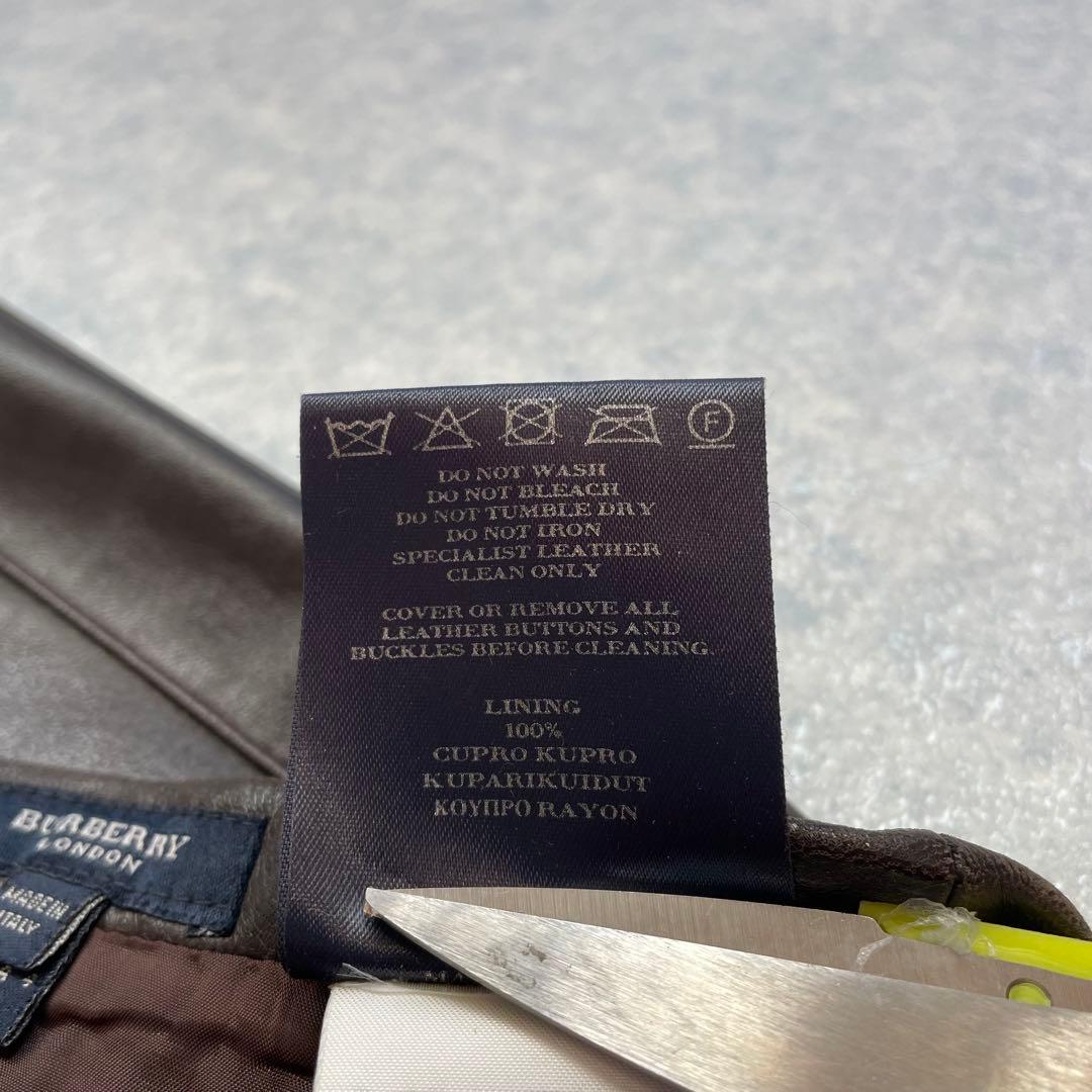 上質 バーバリー ロンドン ラムレザー プリーツスカート ダーク