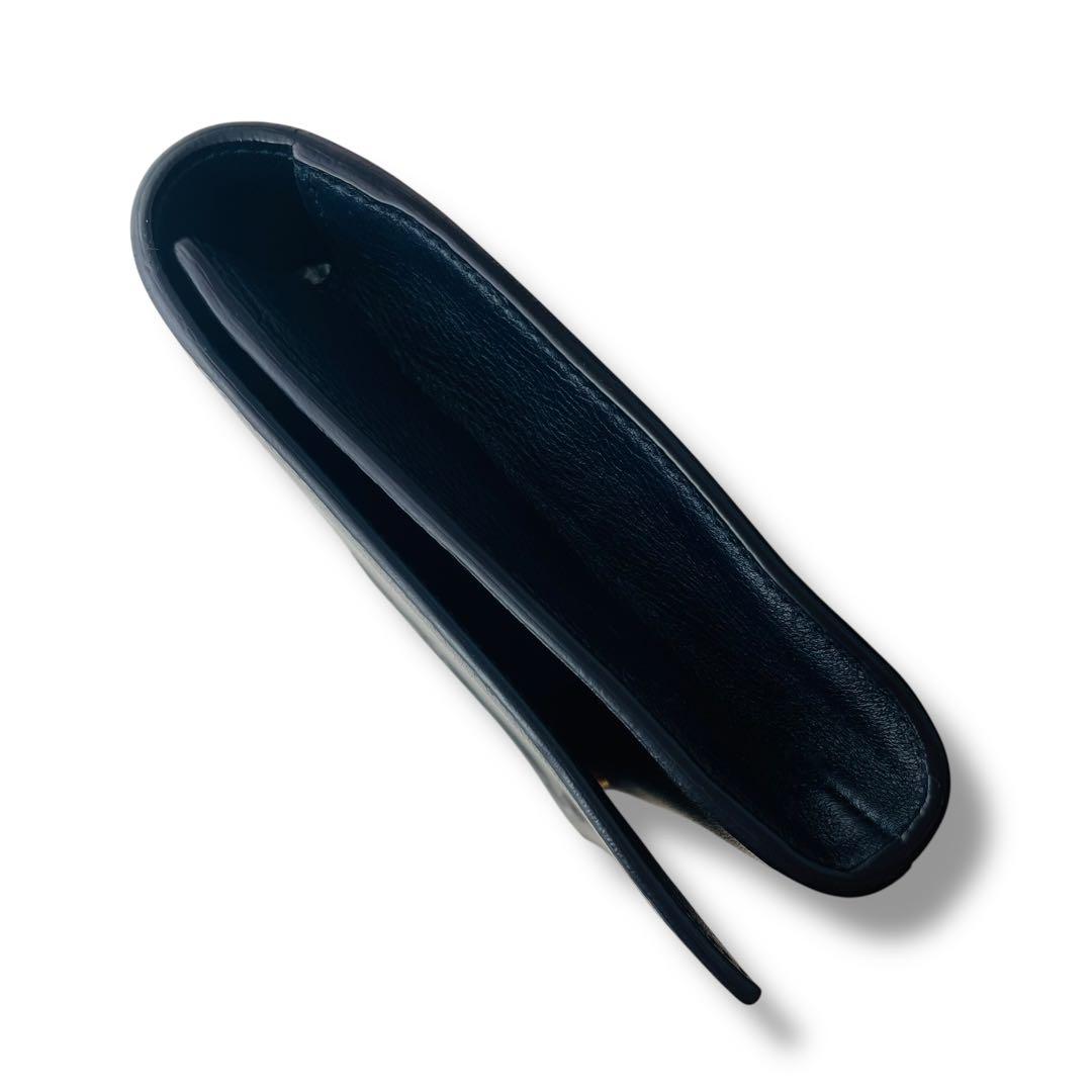 美品 濃紺 サンローラン クラッチバッグ カサンドラ ロゴステッチ