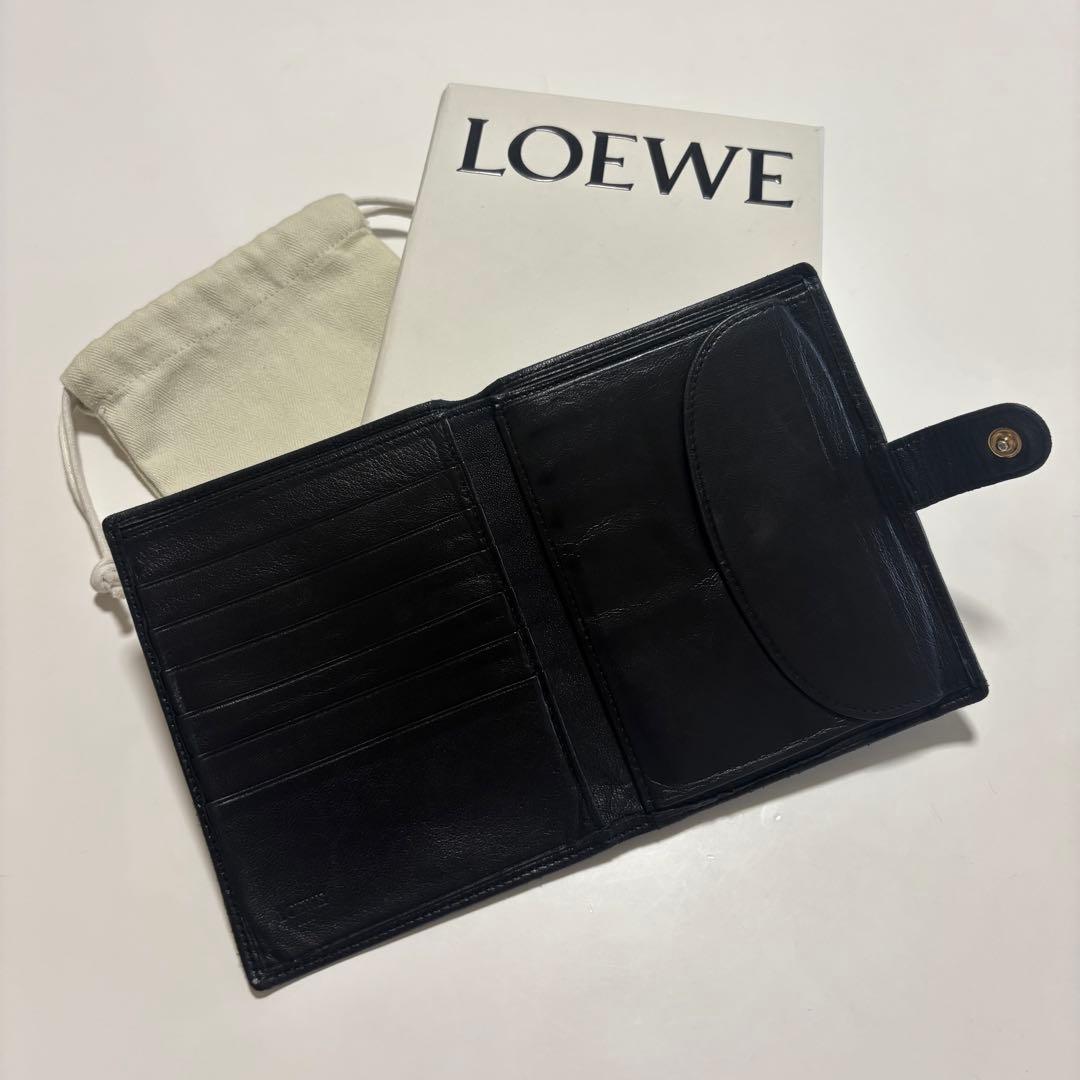 【定価¥95600】LOEWE ニつ折り財布 ブラック ロエベ 本革《超激レア》